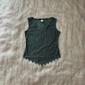 MSK Grey Sleeveless Blouse with Beaded Detail